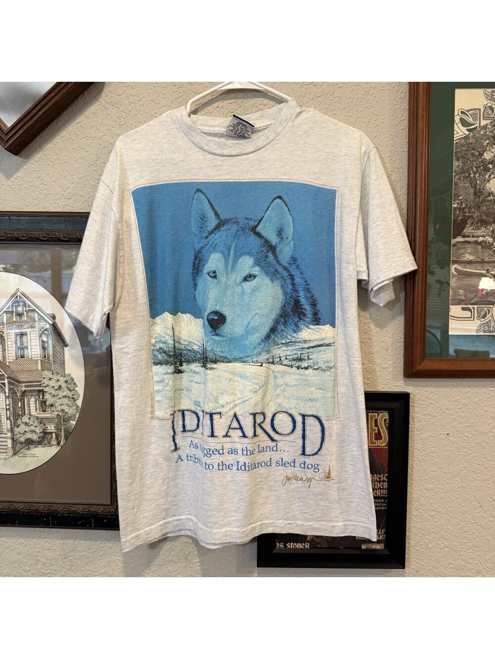 Vintage 90s Alaska Iditarod Race Shirt Size Medium Single Stitch Husky Souvenir